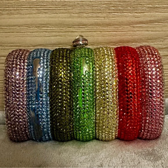 Multicolor Crystal Embellished Clutch - Picture 2 of 6
